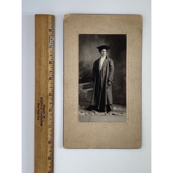 c1900 Cabinet Card Woman Hat Overcoat Portrait Photo W A Keagey Duncannon PA - Picture 5 of 6